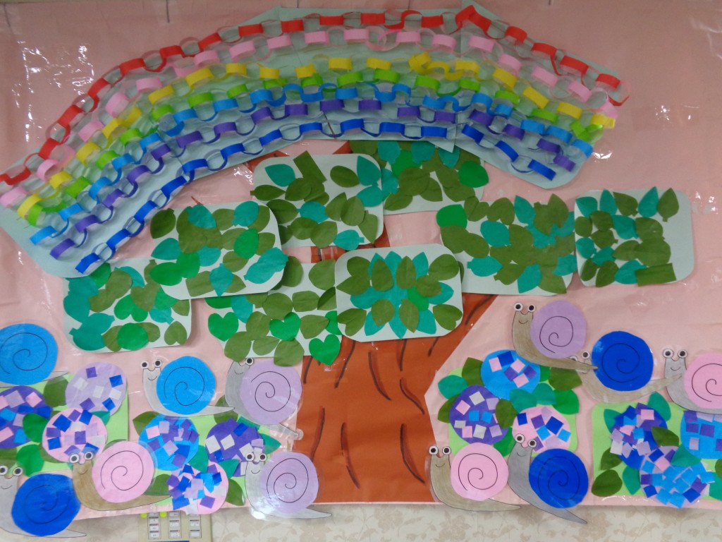 壁画（紫陽花と虹）